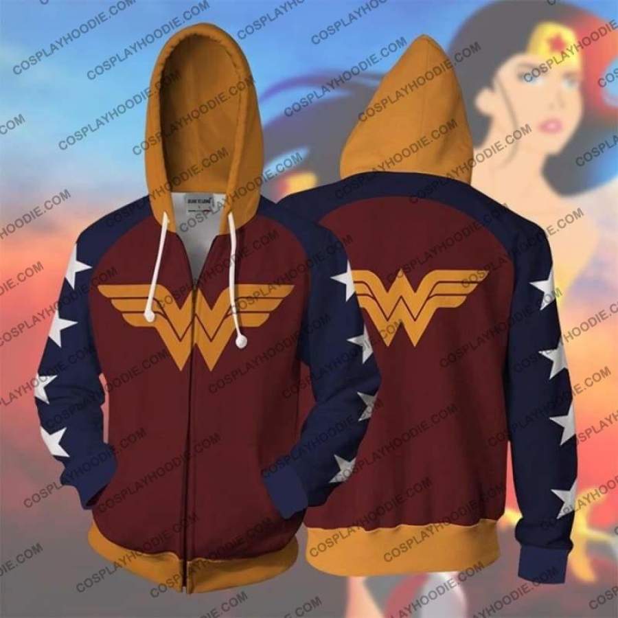 DC Comic Wonder Woman Cosplay Jacket Zip Up Hoodie