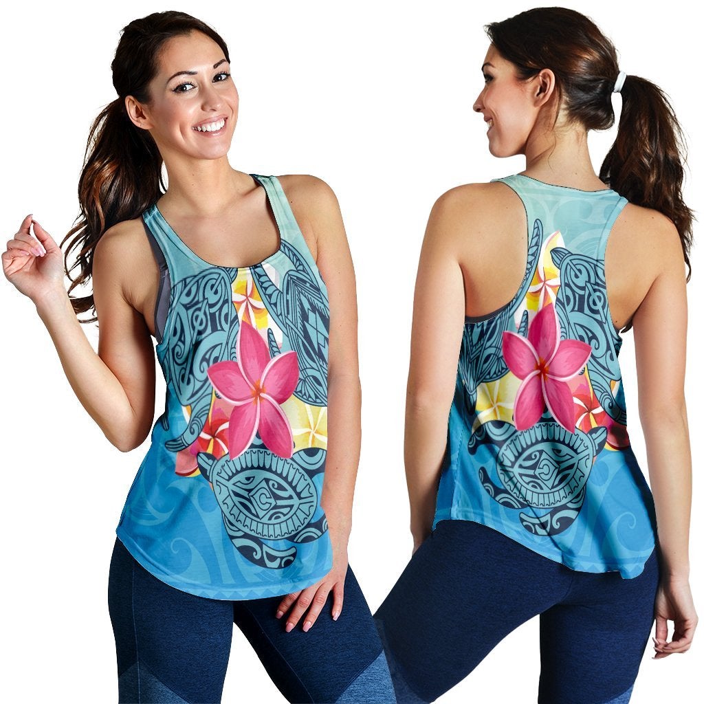 Hawaiian Plumeria Deep Sea Circle Turtle Racerback Tank Ah Ha73233