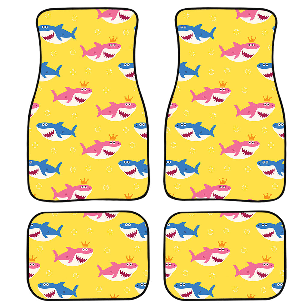 Pink And Blue Shark Pattern Print Front And Back Car Floor Mats, Front Car Mat