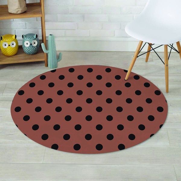 Brown And Black Polka Dot Round Rug