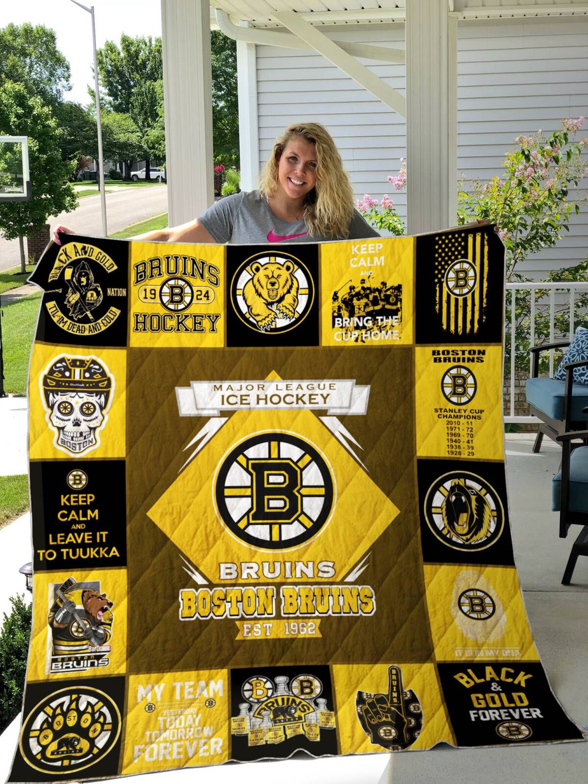 Boston Bruins 3D Quilt Blanket Blanke, Fleece Blanket