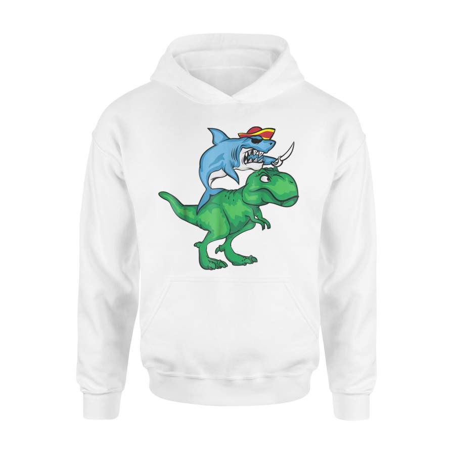 Cool Unique Shark Pirate Riding A T-Rex Week Day Gift Hoodie