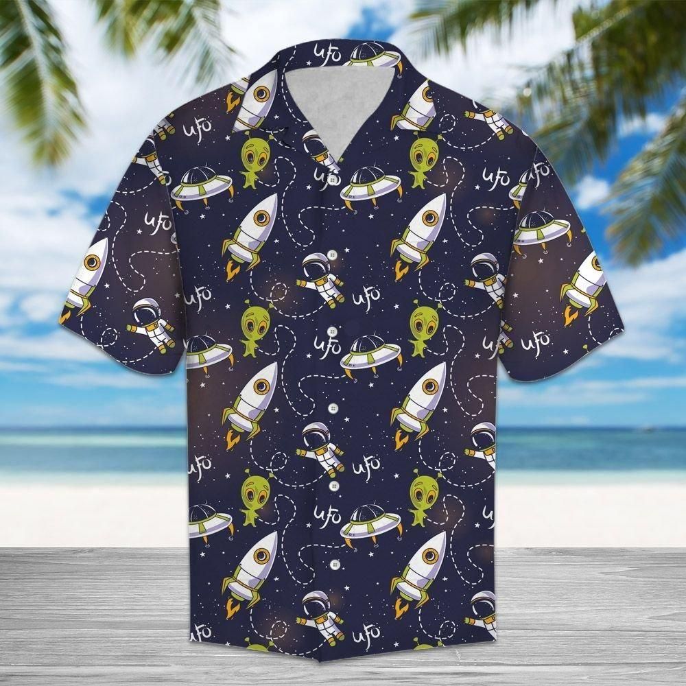 Ufo Aloha Hawaiian Shirt Colorful Short Sleeve Summer Beach Casual Shirt For Men And Women