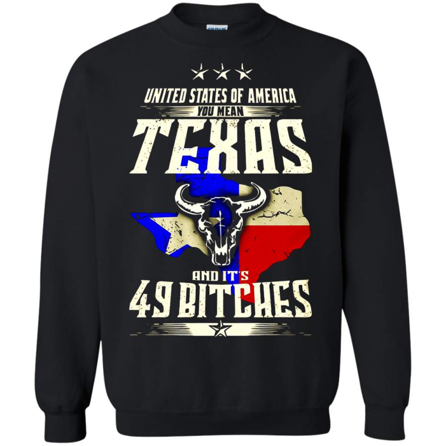 AGR United Sates Of America Texas And Its 49 Bitches Bull Skull Sweatshirt