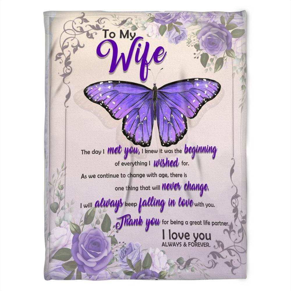 Butterfly Blanket, To My Wife, I Will Always Keep Falling In Love With You, Gift For Wife Family Home Decor Bedding Couch Sofa Soft And Comfy Cozy