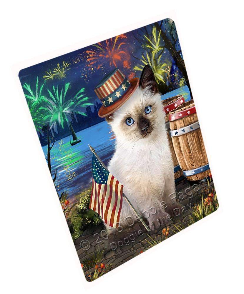 4Th Of July Independence Day Fireworks Siamese Cat At The Lake Blanket Blnkt77151