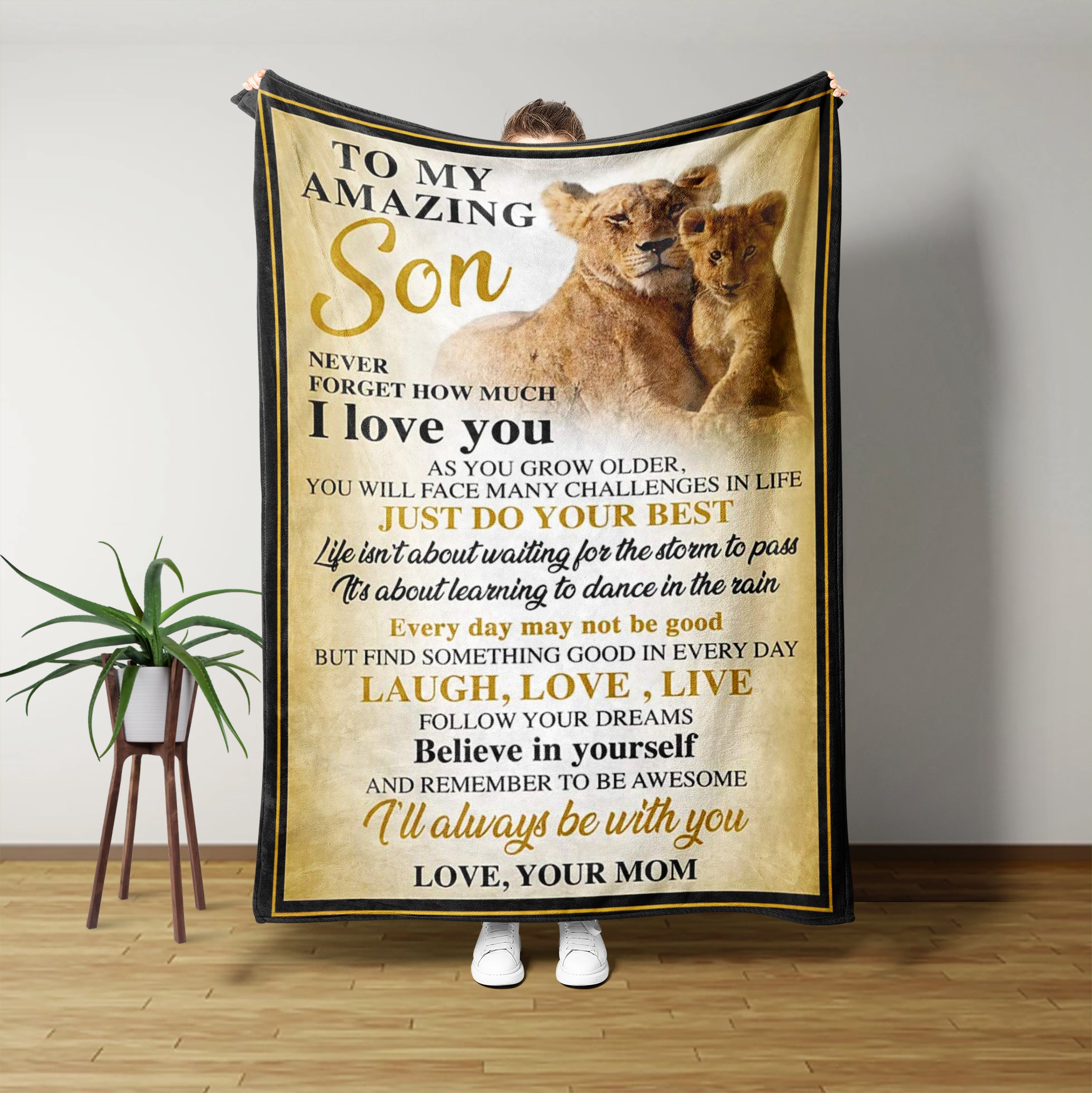 To My Amazing Son Blanket, Lions Blanket, Never Forget That I Love You Blanket, Custom Blanket