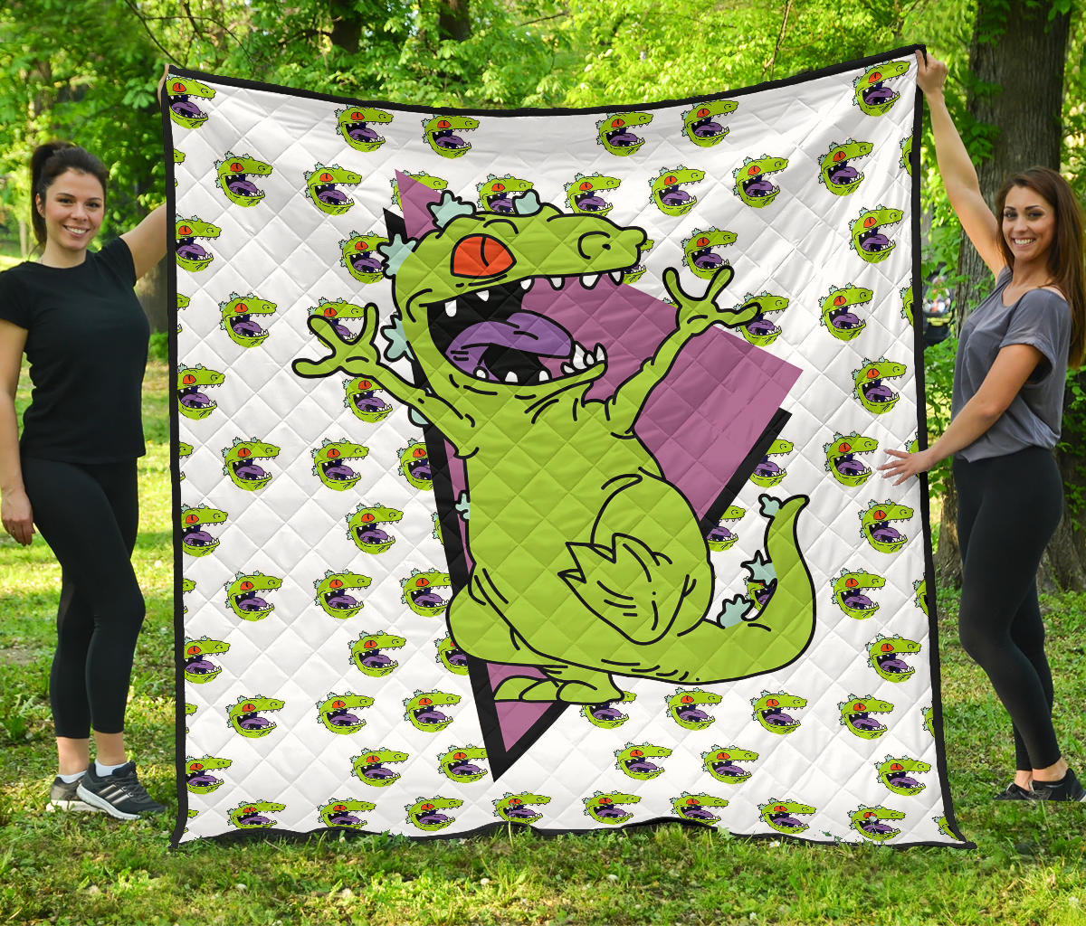 Christmas Premium Quilt | Smiling Happy Reptar T-Rex Head Patterns Quilt Blanket Nt101105