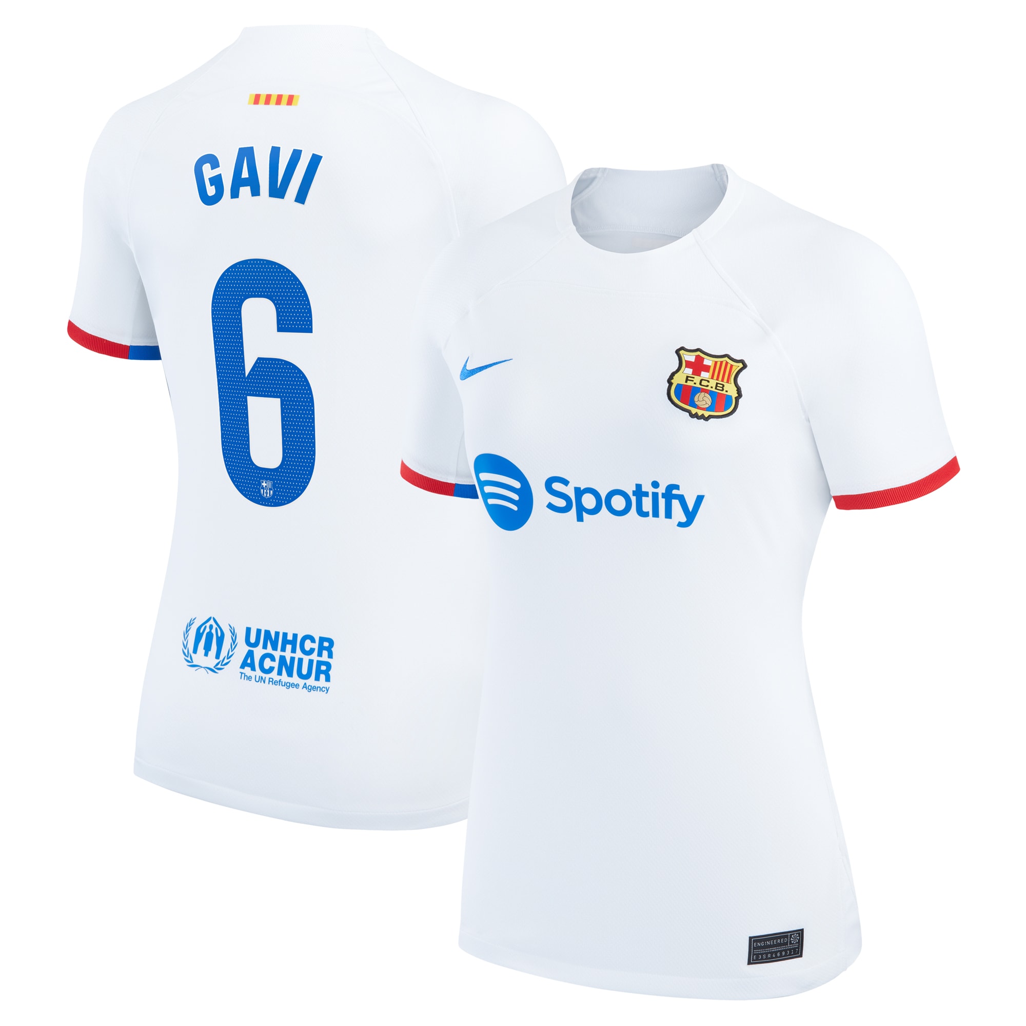 Gavi Barcelona Women's 2023/24 Away Stadium Replica Player Jersey – White