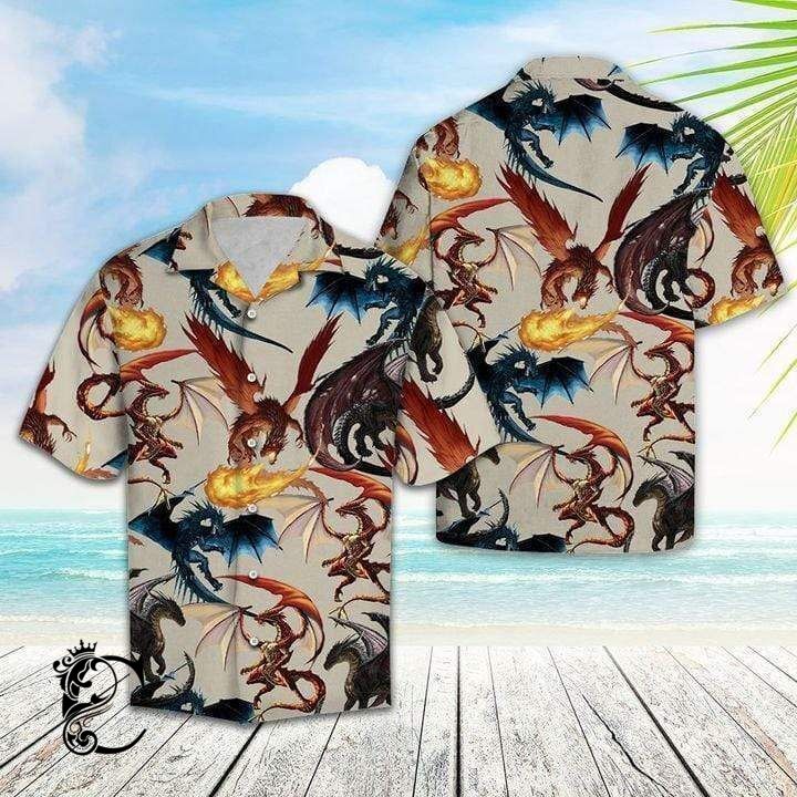 Beach Shirt Amazing Vintage Dragons Hawaiian Shirts- Chillicothemall