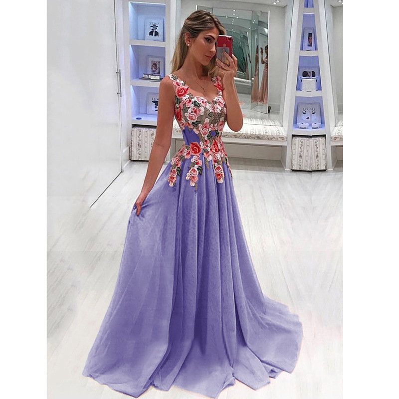 2021 Women Summer Elegant Princess Long Dress Ladies Party V-Neck Floral Maxi Dress Sexy Robe Longue Femme Plus Size Vestidos alx