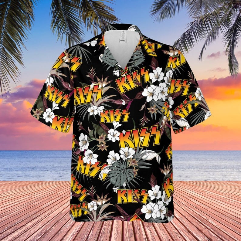 Kiss Rock Band Tropical Forest All Over Print Hawaii Shirt Black Ha47013