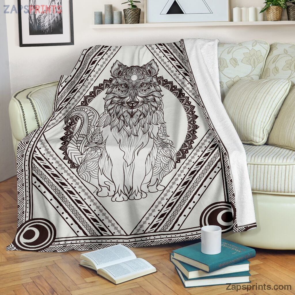 Indian Vintage Pattern Wolf Blanket – Cool Gift Ideas