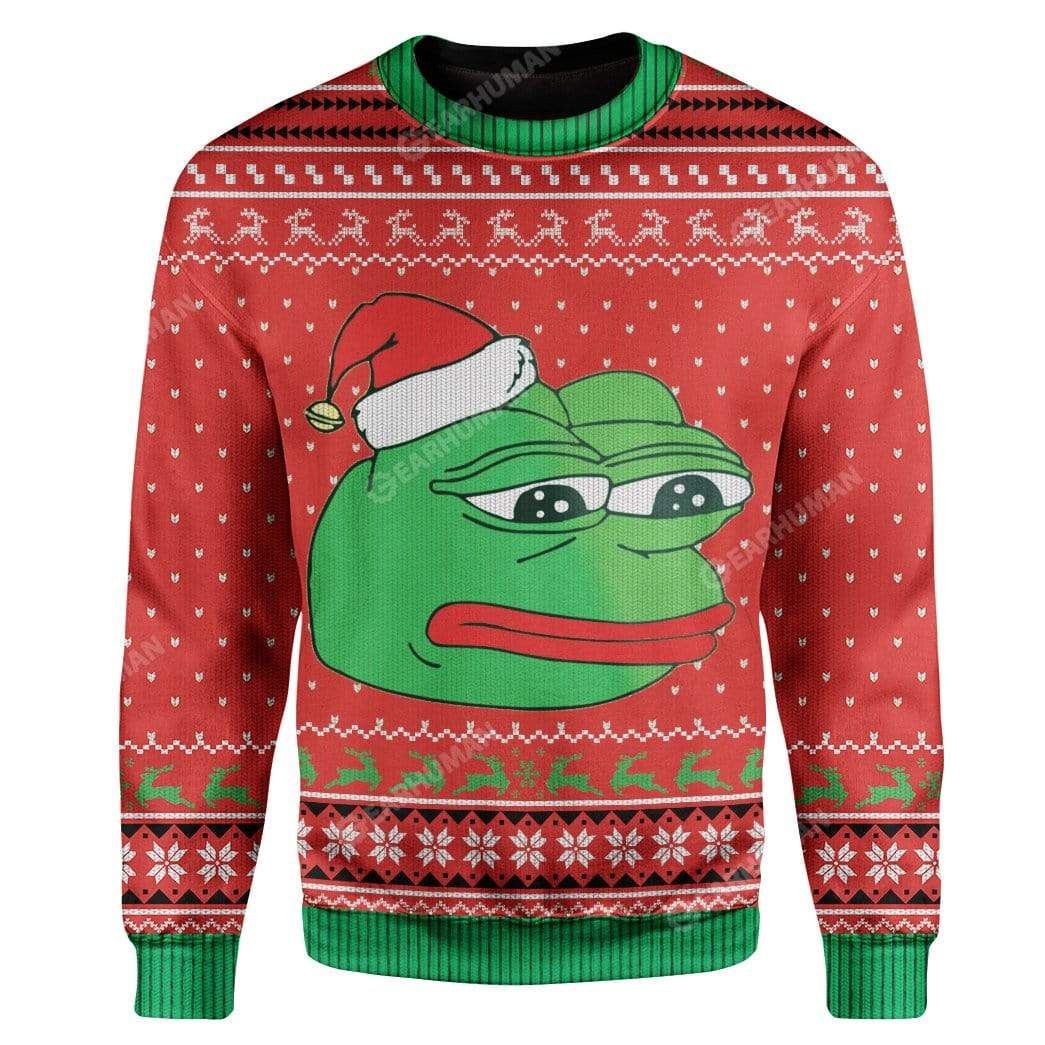 Flowermoonz Ugly Christmas Pepe The Frog Custom Sweater Apparel