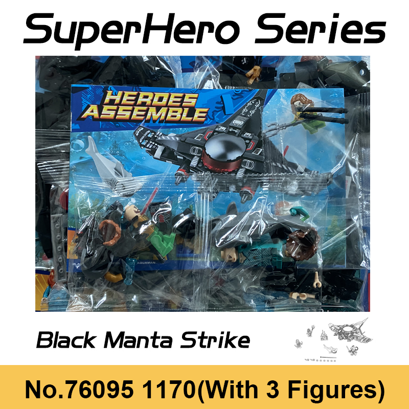 232pcs Superhero Series Black Manta Building Blocks Submarine Aquaman Shark Figures Bricks Toys For Children Gifts Fit 76095 alx