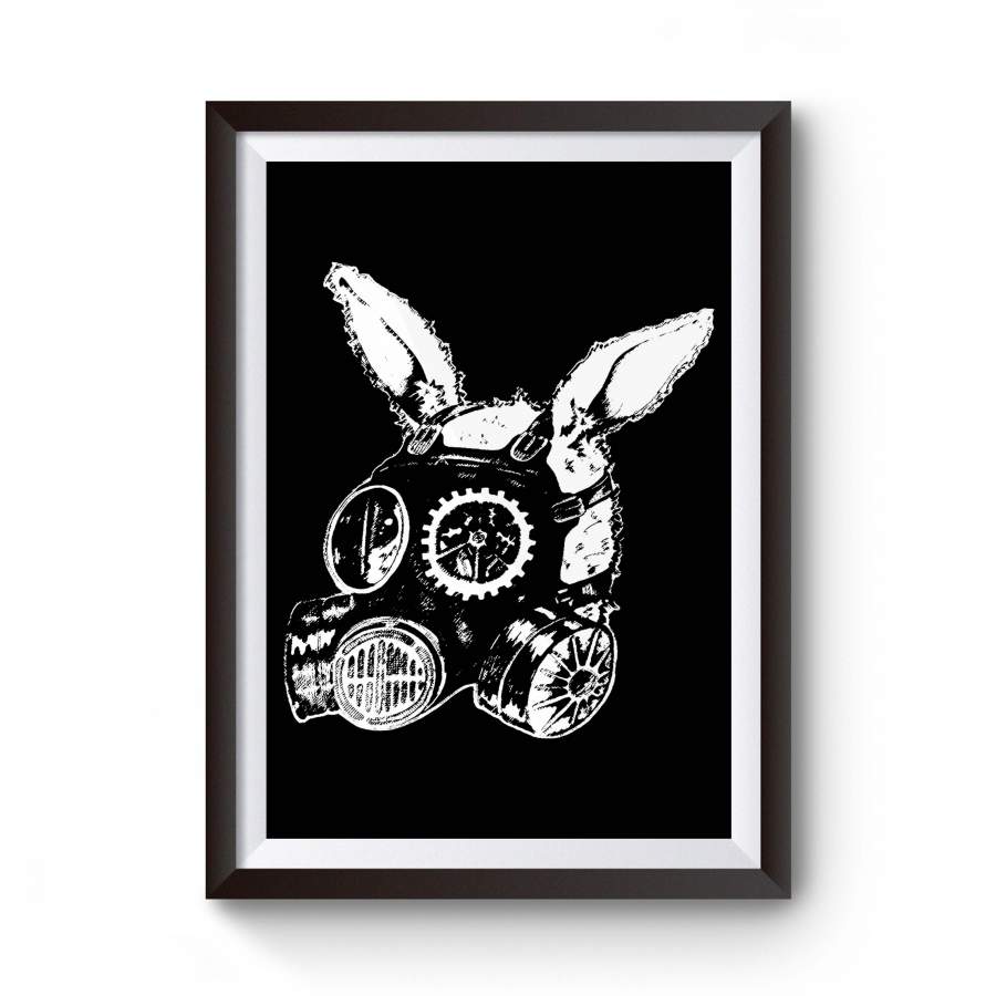 Post Apocalyptic Rabbit Original Art Bunny Steam Punk Gas Mask Watership Down Critical Eggplant Poster