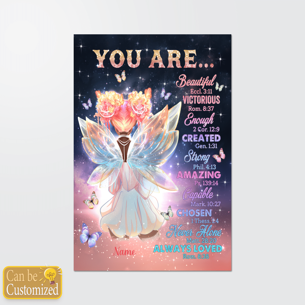 Personalized Canvas You Are Beautiful Canvas Art Wall Decor Natural Hair Canvas Melanin Poster Black Queen Hologram