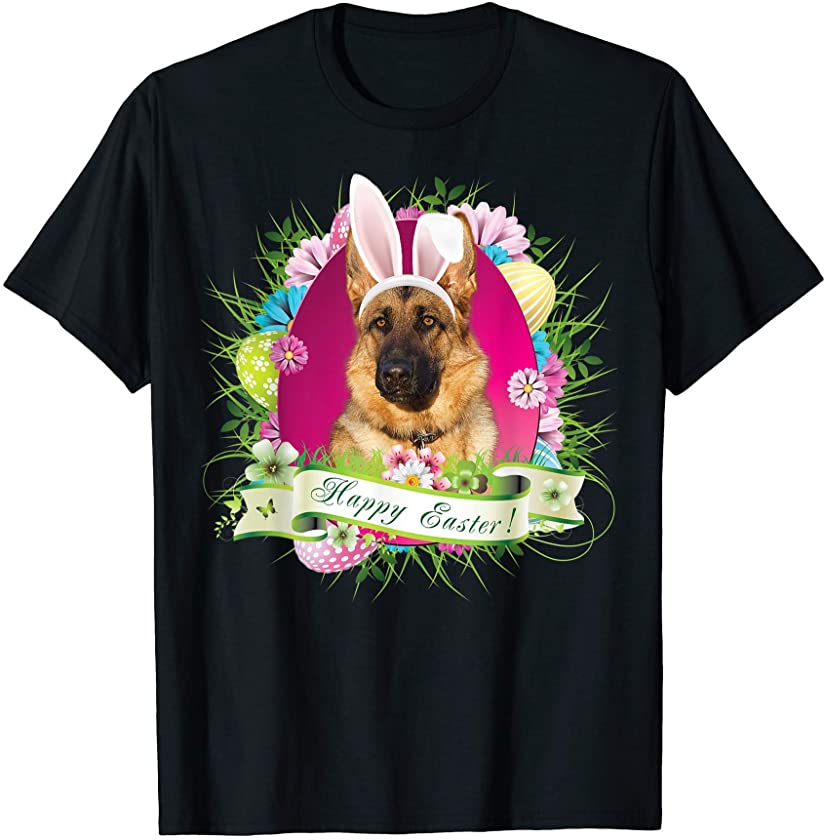 Bunny German Shepherd Dog Happy Easter Day Lover Egg Hunt T-Shirt