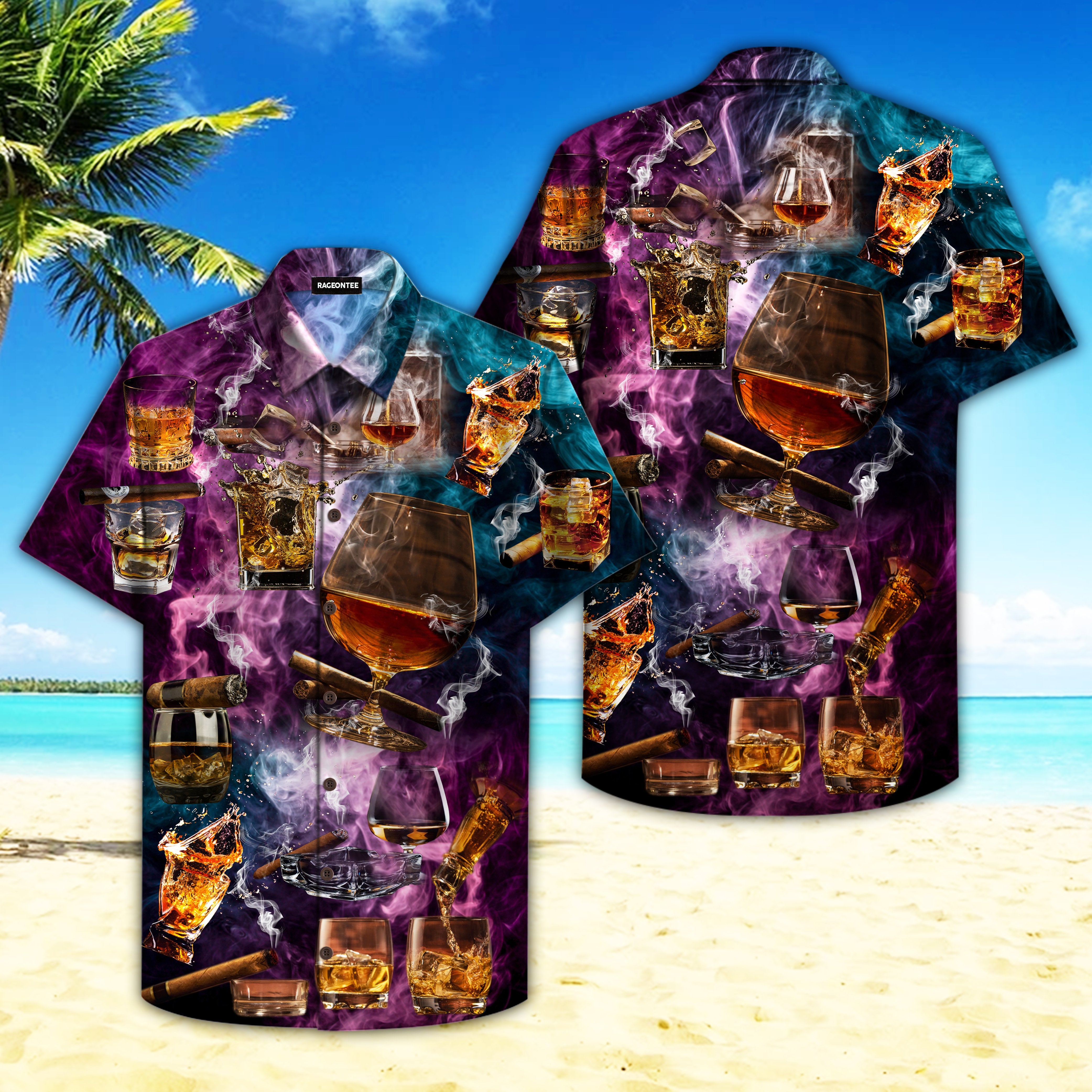 Cigar And A Shot Of Drink Is Why Here Hawaii Shirt For Men Women Adult Ha106371