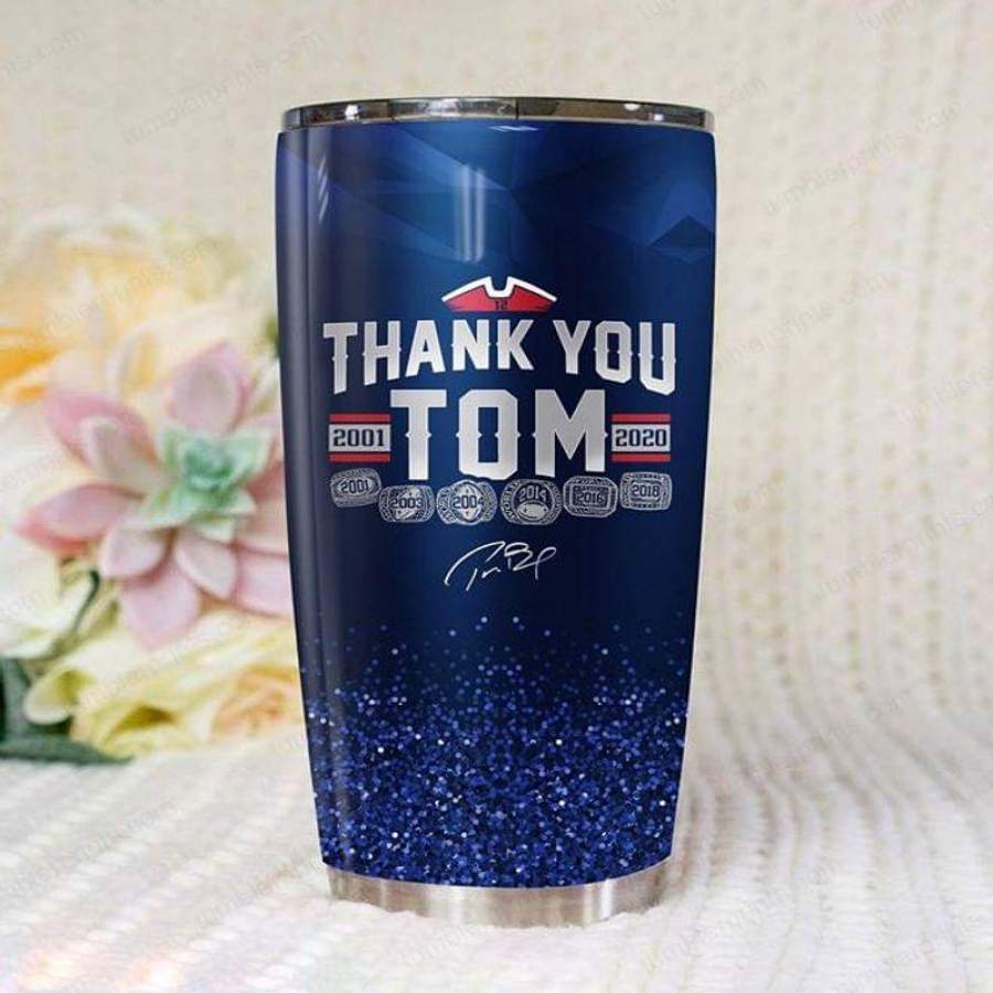 Tom Brady New England Patriots Thank You For Your Memories 20Oz    Insulated Stainless Steel Tumbler Cup