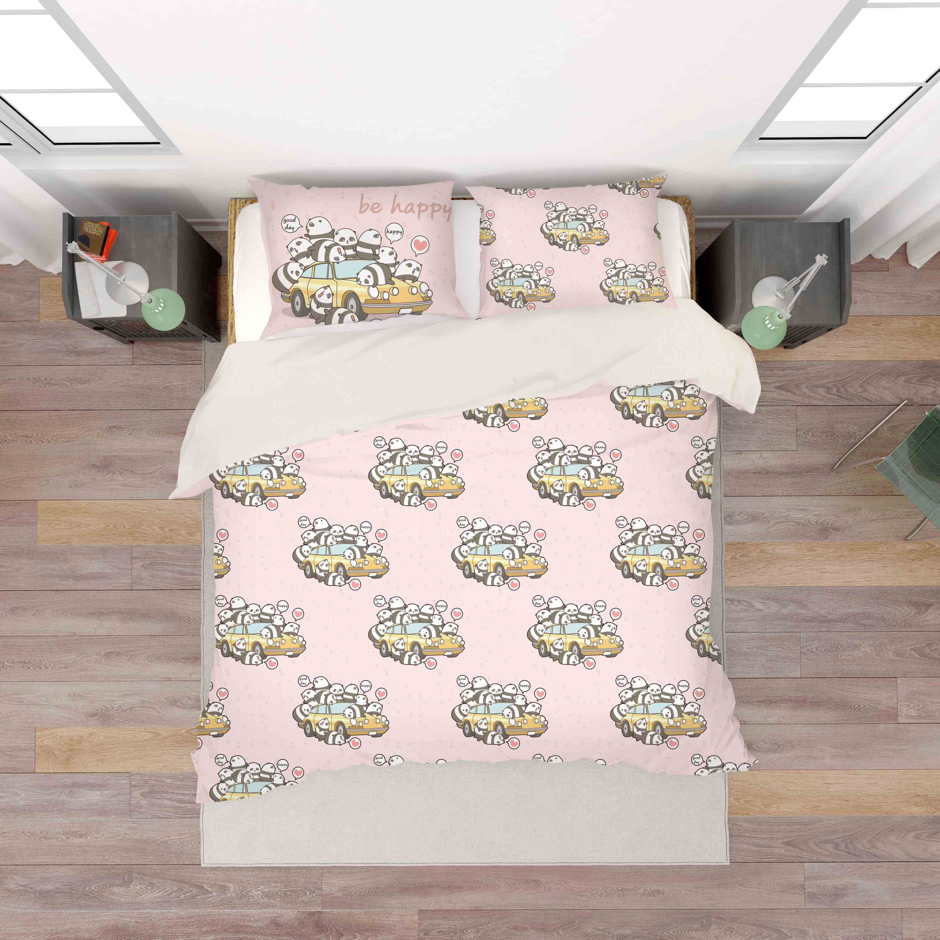 3D Cartoon Car Animal Pink Quilt Cover Set Bedding Set Pillowcases 110