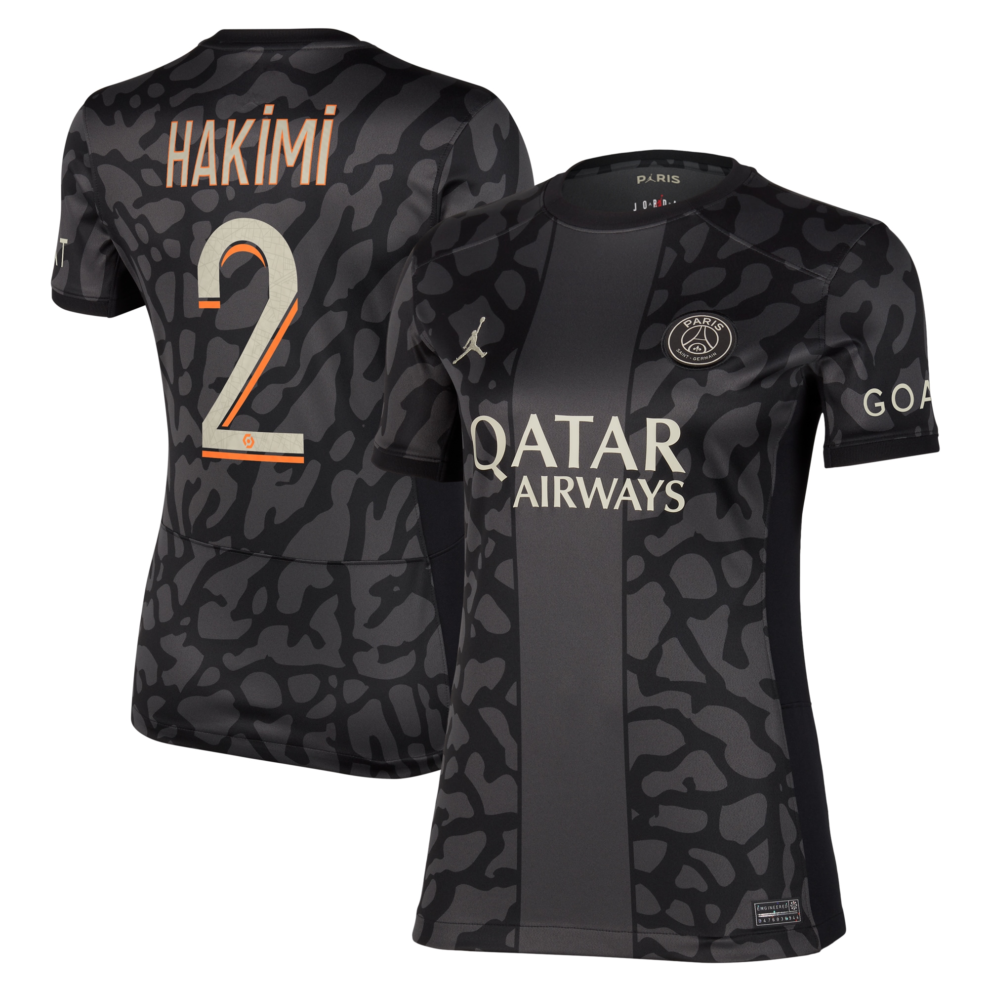 Achraf Hakimi Paris Saint-Germain Jordan Brand Women's 2023/24 Third Stadium Replica Player Jersey – Anthracite