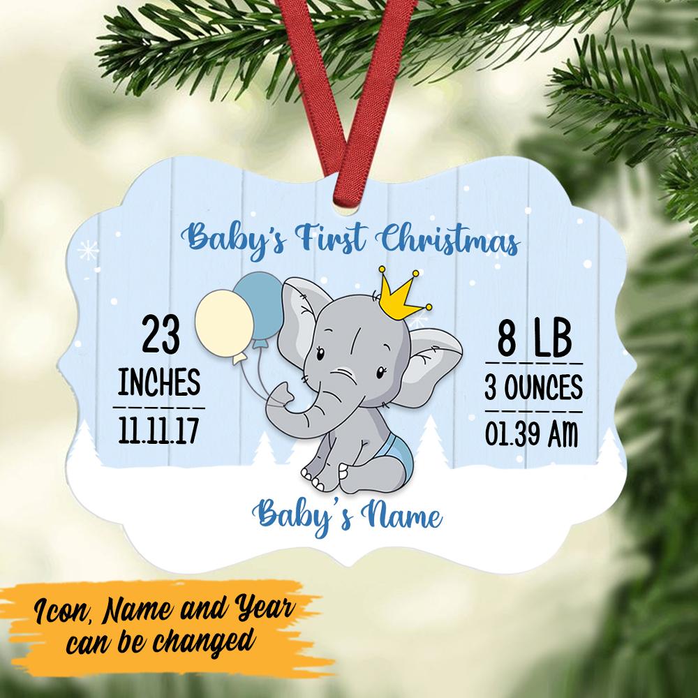 Personalized Elephant Baby First Christmas Mdf Benelux Ornament Ob83 73O47