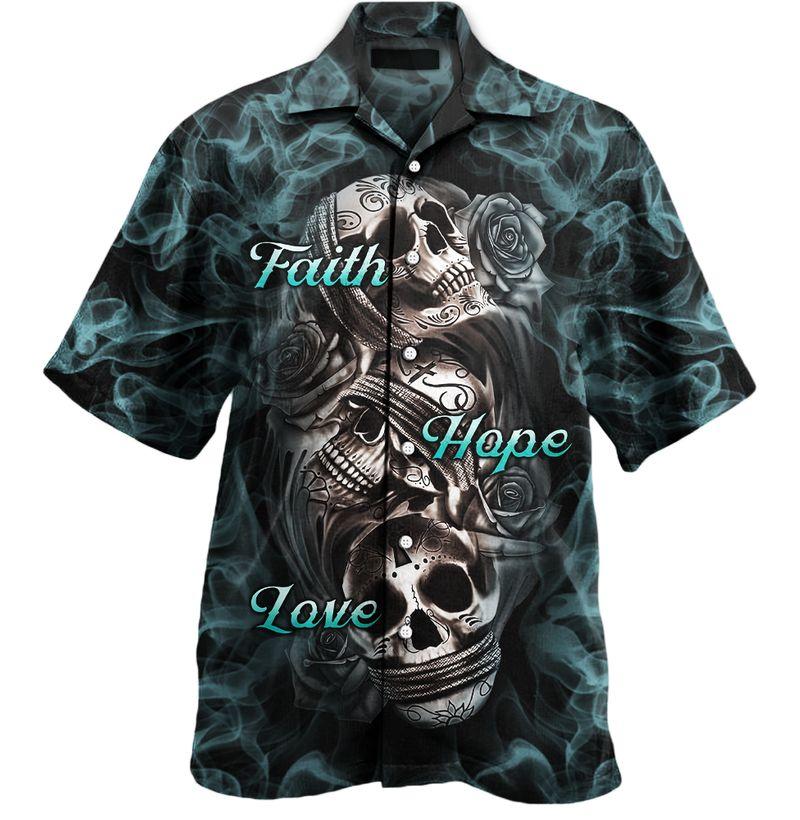 Faith Hope Love Skull Tattoo All Over Printed Hawaii Shirt Ha61049