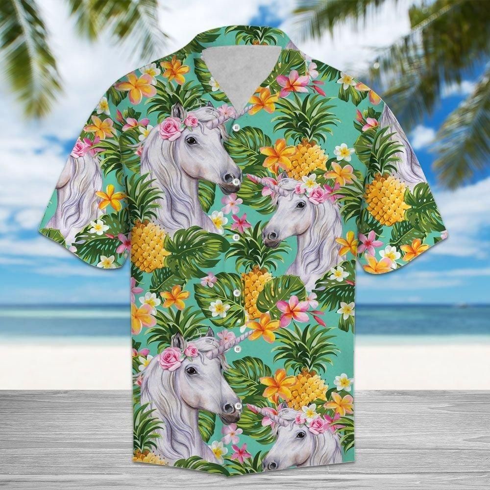 Tropical Pineapple Unicorn Aloha Hawaiian Shirt Colorful Short Sleeve Summer Beach Casual Shirt For Men And Women