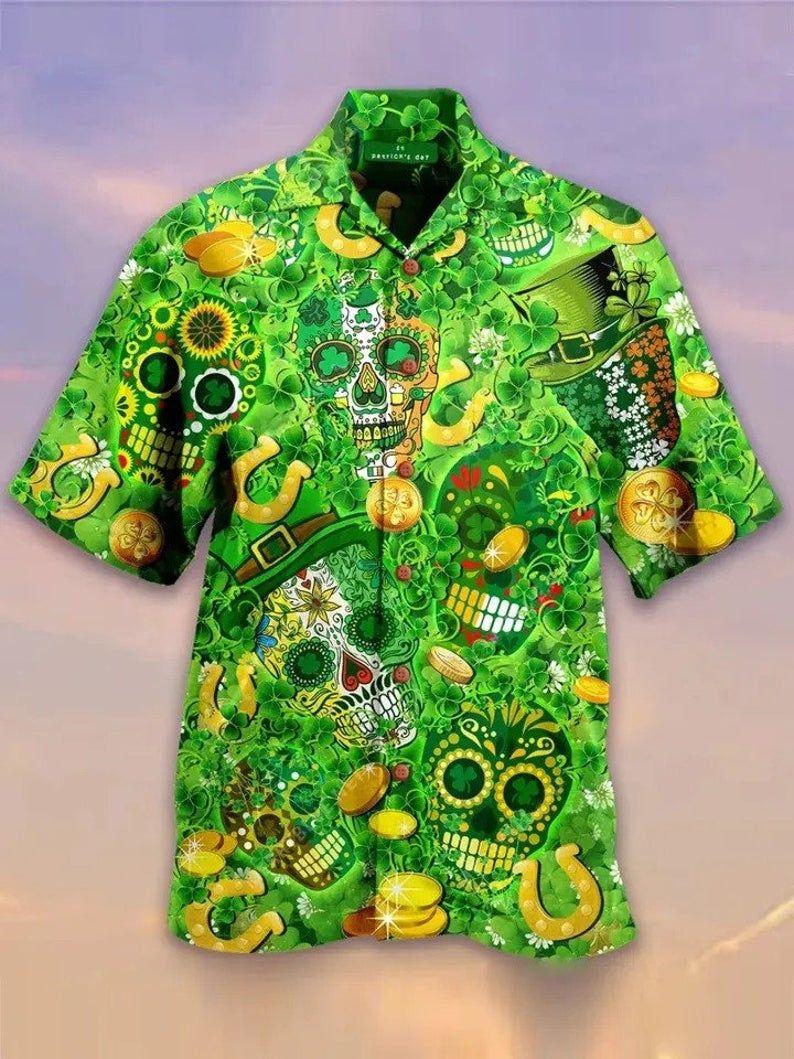 Skulls Green Yellow Unique Design Hawaii Shirt Ha458