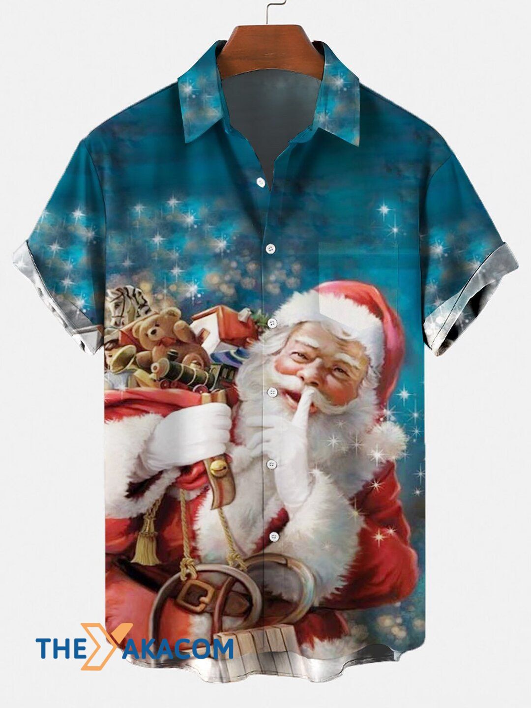 Santa Claus And Teddy Bear Merry Christmas Short Sleeve Shirt