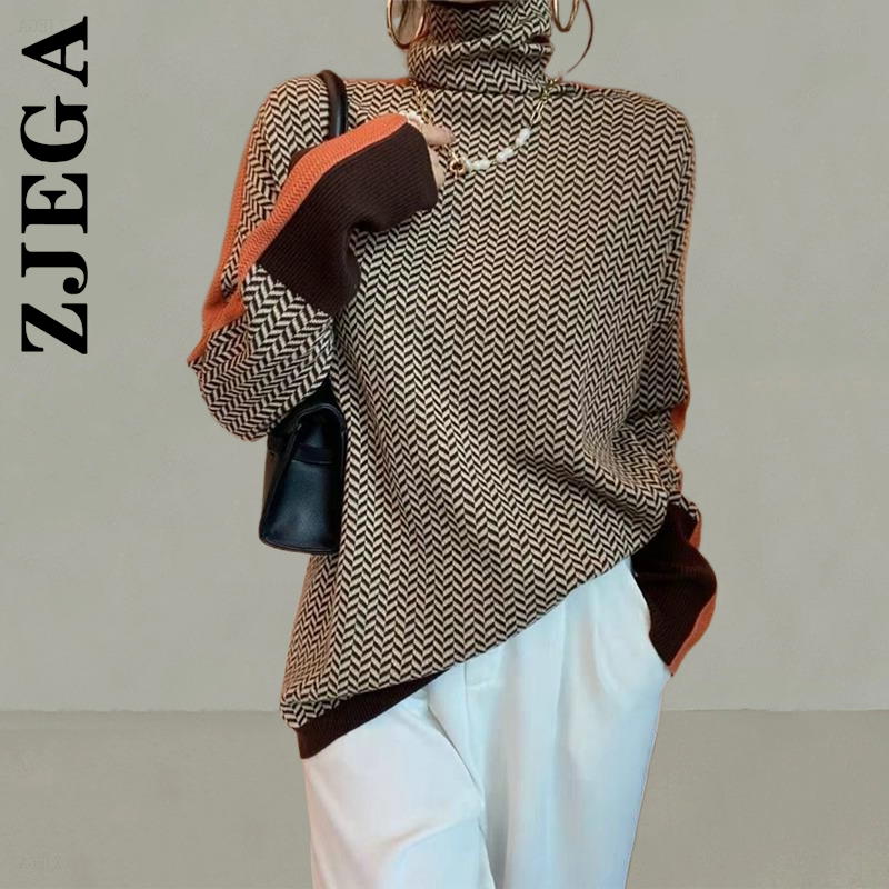 Zjega Knitted Turtleneck Women Sweater New Vintage Harajuku Women’s Sweater Sexy Cheap Sweaters Ladies Soft Popular Female alx