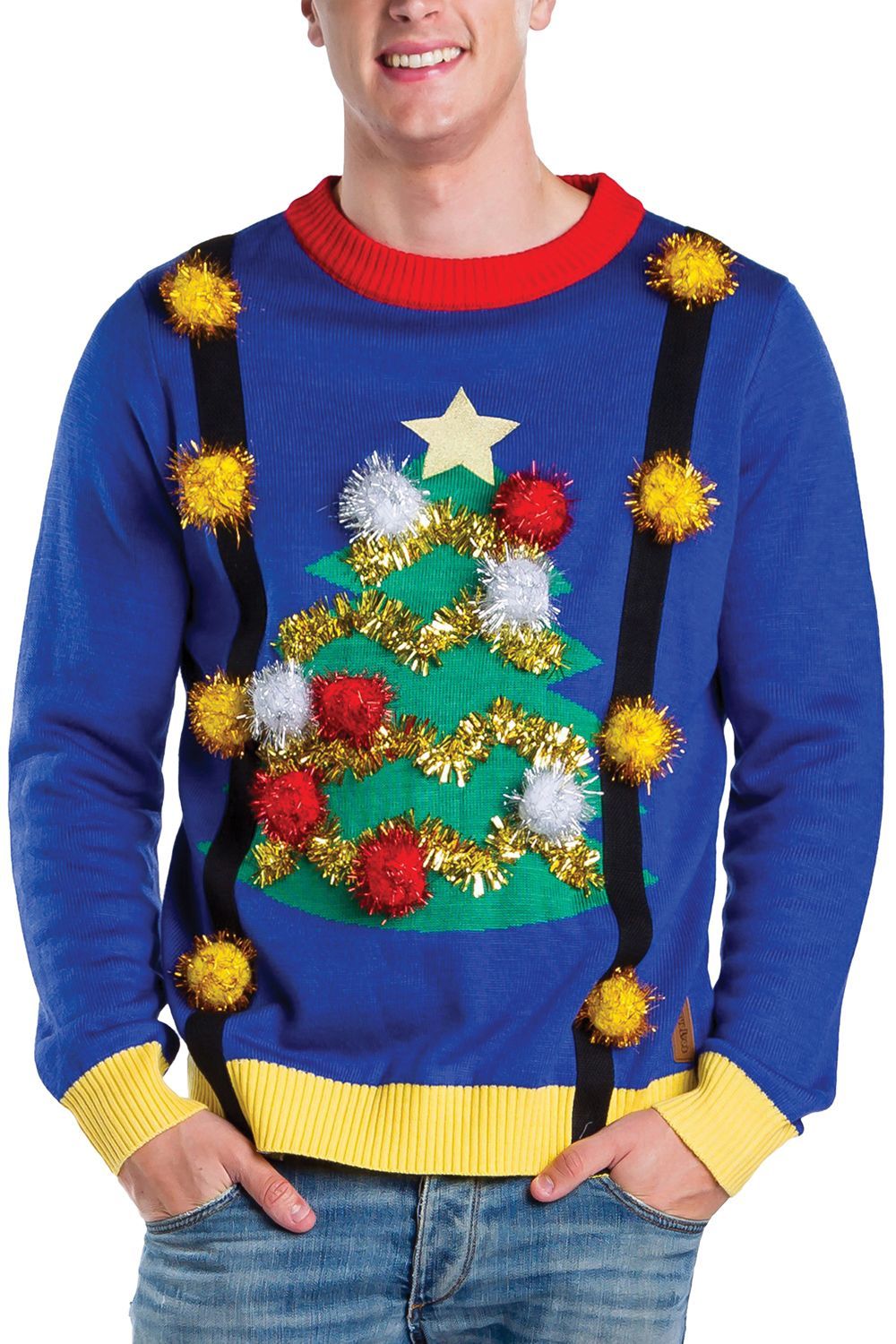 Tipsy Elves Men’S Ugly Christmas Tree Sweater With Suspenders