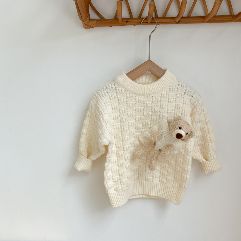 Baby Sweater Autumn And Winter New Cartoons Bear Knit Sweater Baby Pullover Boys Sweaters Toddler Girl Winter Clothes alx