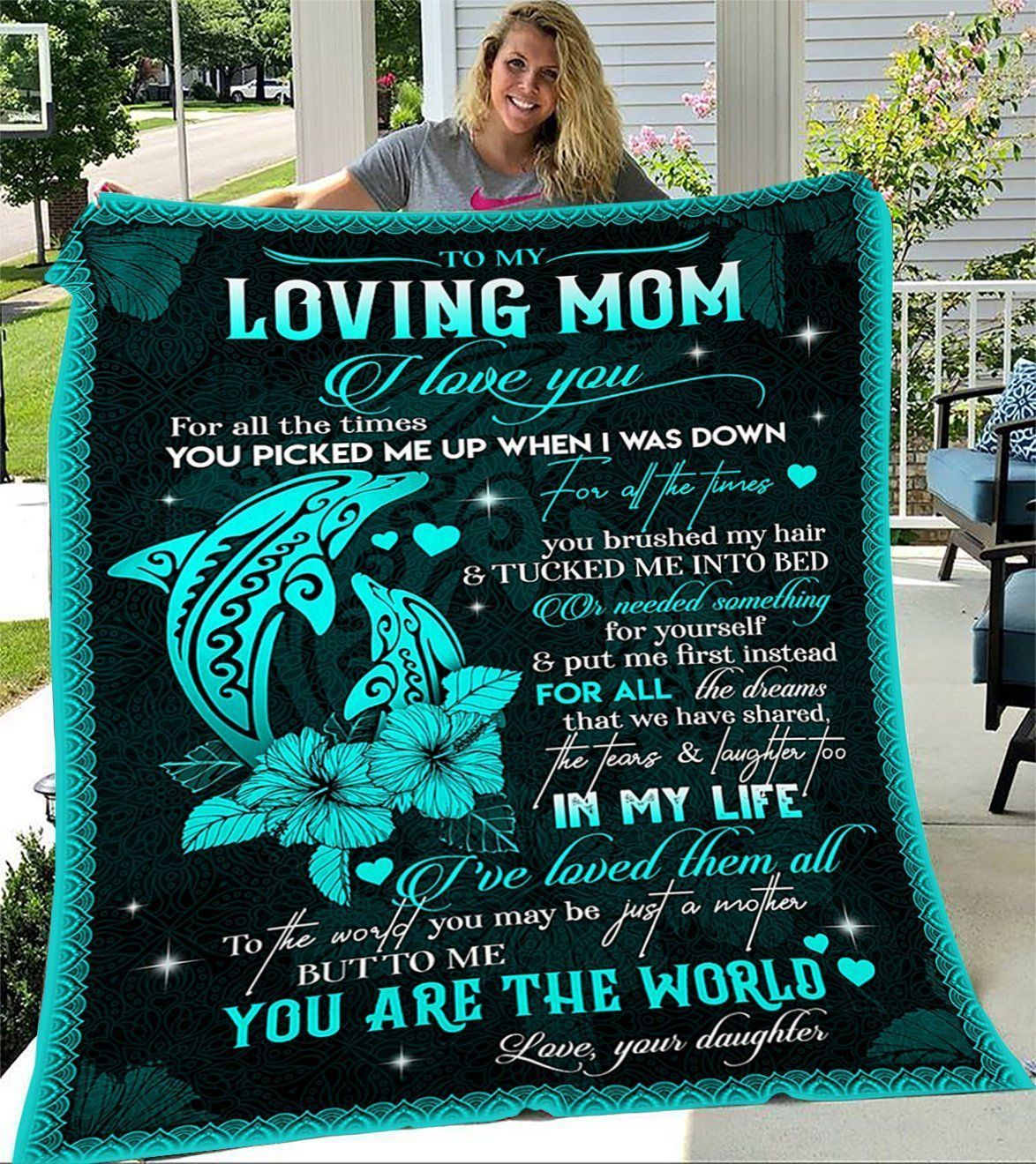 Blanket Dolphin To My Mom Blanket – Gift For Mom- Quilt Blanket