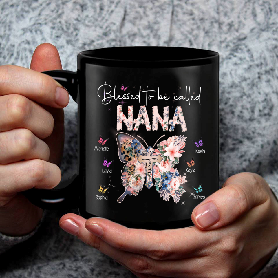 Blessed To Be Called Nana Butterfly Flower Mug