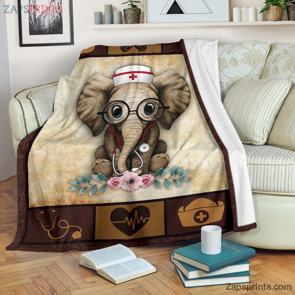 Nurse Elephant Premium Blanket – Fleece Blanket