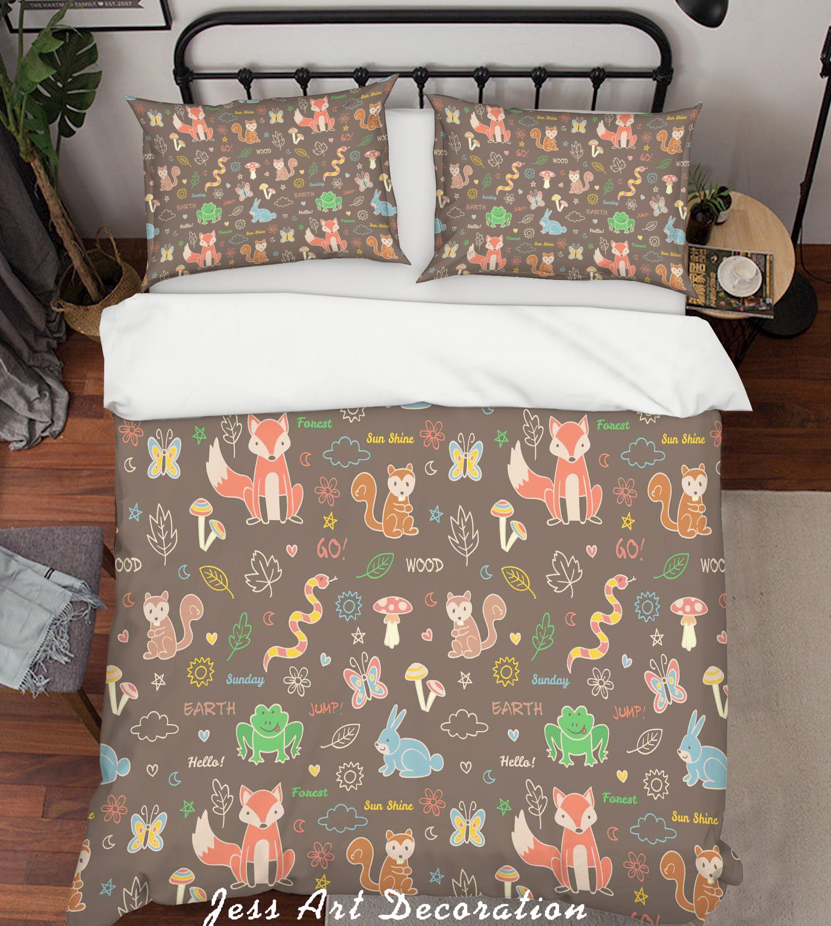 3D Cartoon Animal Brown Quilt Cover Set Bedding Set Pillowcases 6