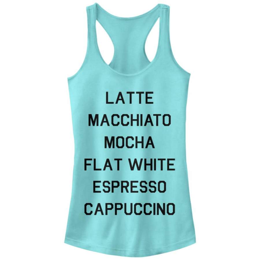 CHIN UP Junior’s Latte Macchiato Mocha Coffee  Racerback Tank Cancun