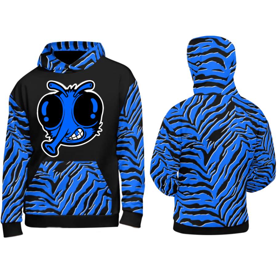 Blue Tiger Hoodie by Stoopid Fly – Funny Mike – Jordan 13 Black Hyper Blue