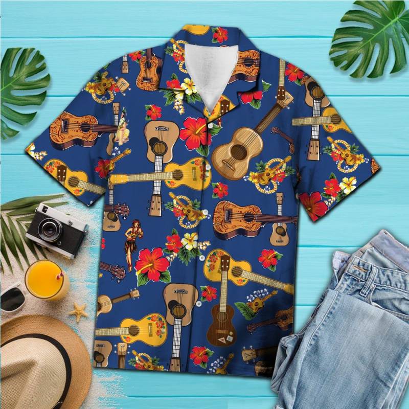 Ukulele Hibiscus Hawaii Shirt Ha7052