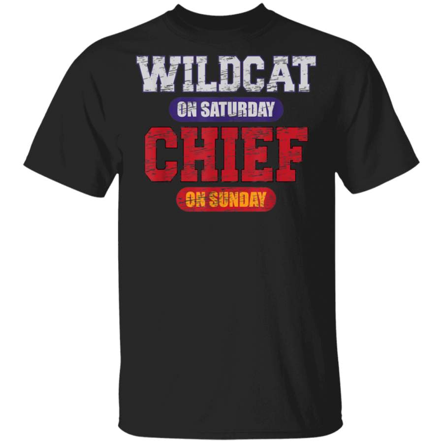 Wildcat on Saturday Chief on Sunday Football Kansas City TShirt Kansas City Football T-Shirt