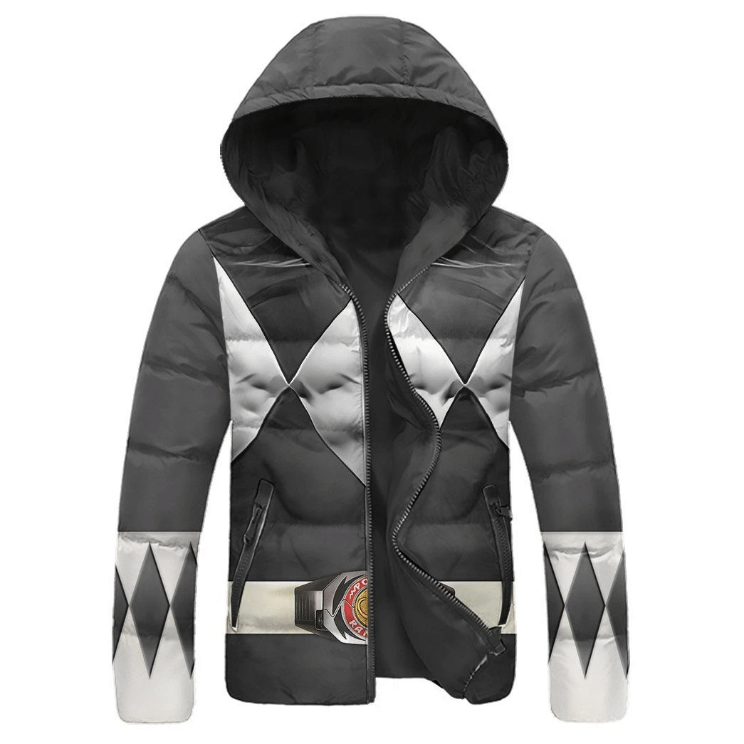 Gearhumans 3D Mighty Morphin Black Power Rangers Custom Down Jacket