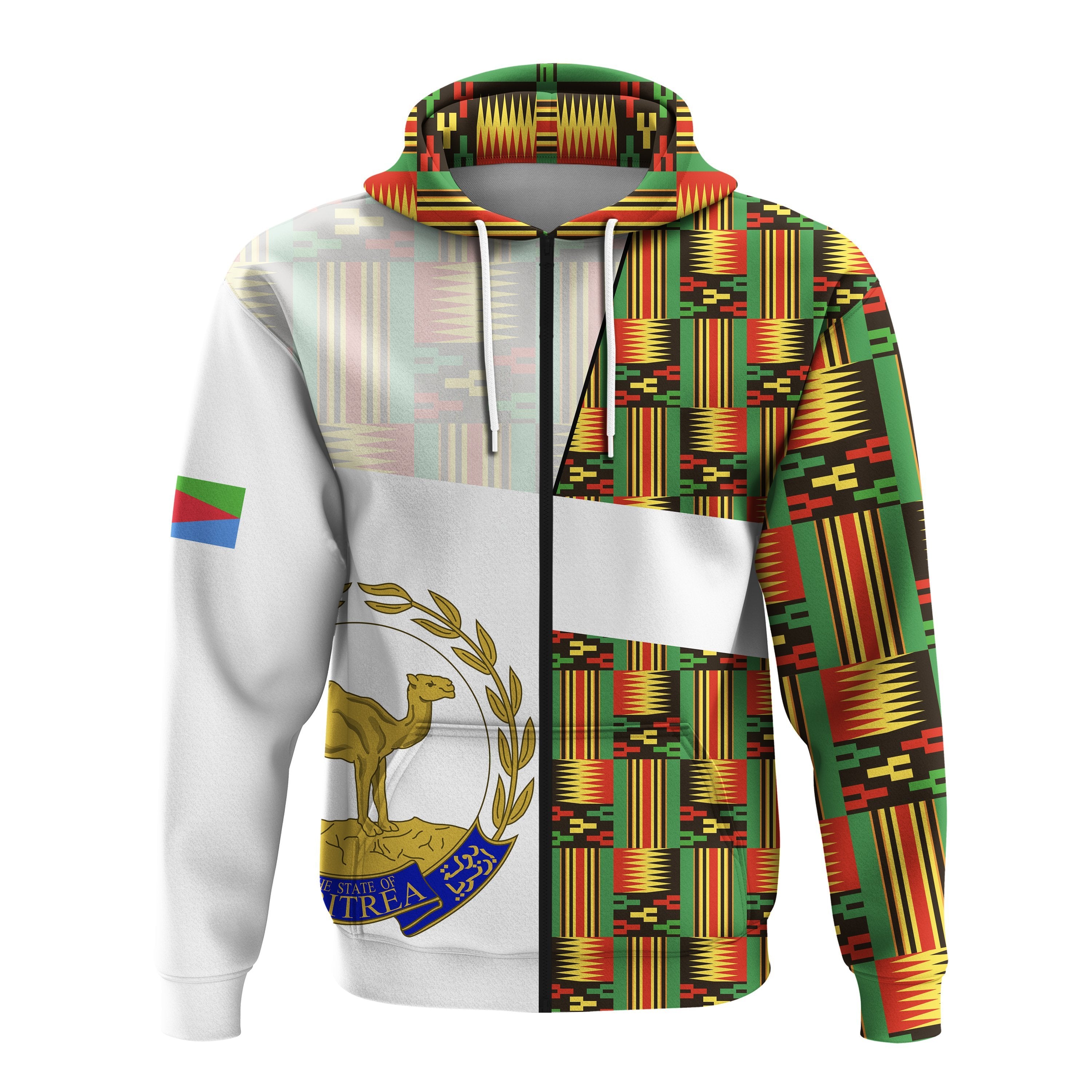 Eritrea Zip Hoodie Kente Pattern Lt13