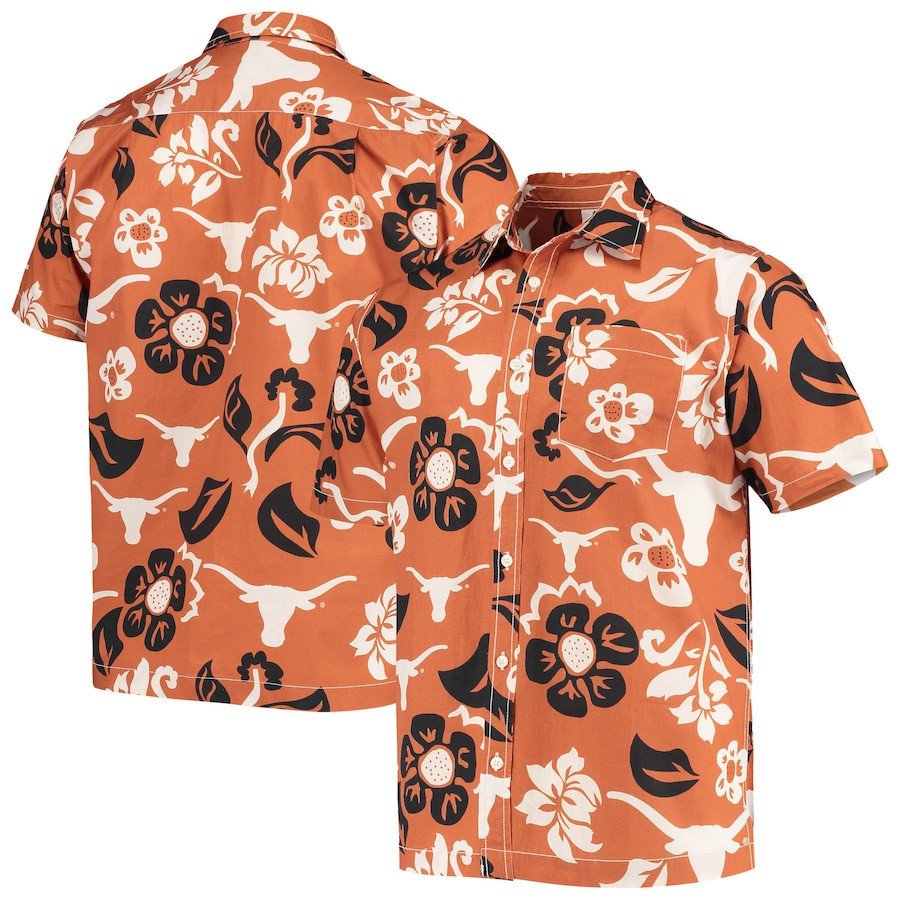 Texas Longhorns Orange Black Floral Hawaii Shirt Ha29558