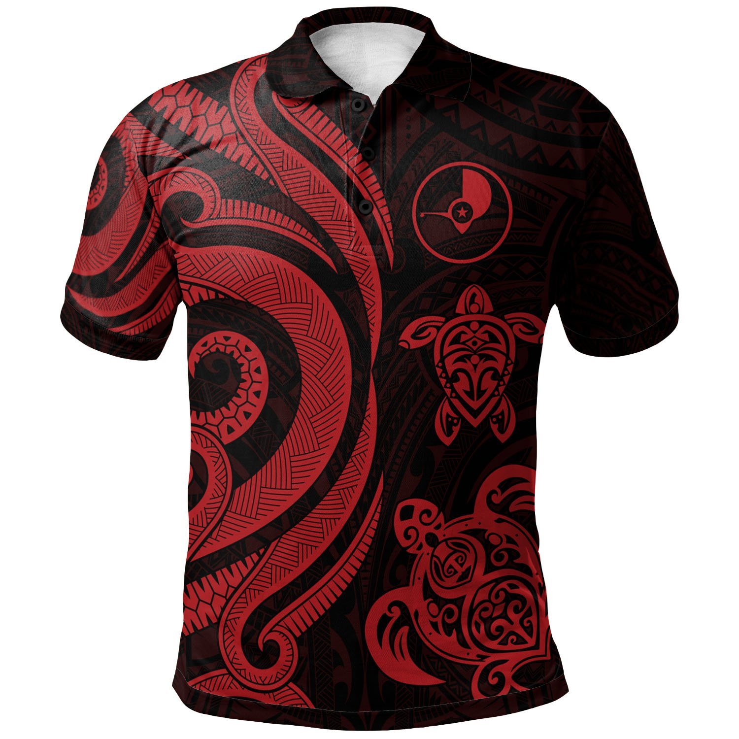 Yap Polynesian Polo Shirt - Red Tentacle Turtle - BN11