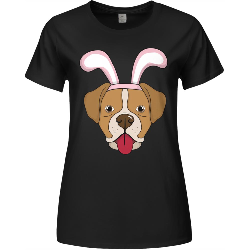 Cute Easter Boxer Dog Bunny Ears Rabbit Premium Womens Tshirts