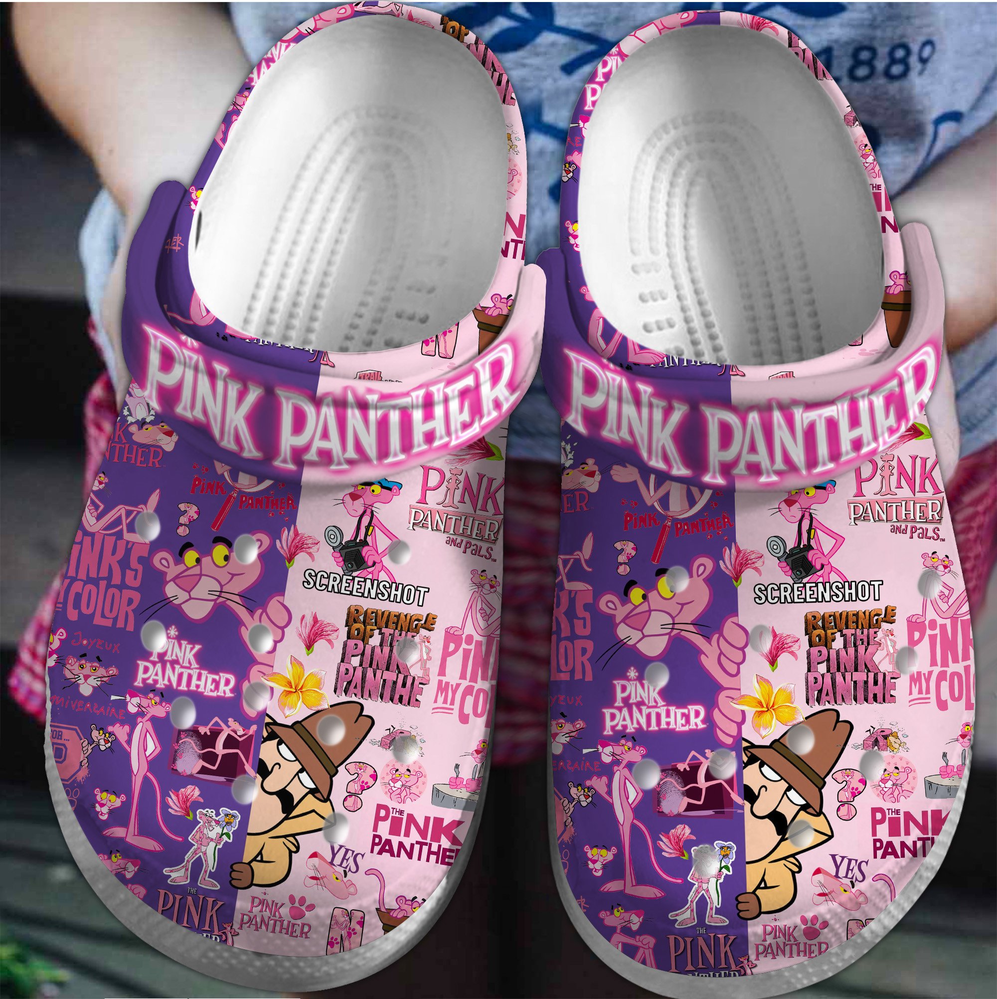 The Pink Panther Show Cartoon Crocs Crocband Clogs Shoes Comfortable For Men Women and Kids