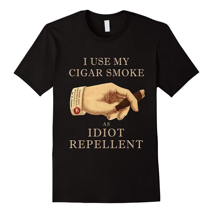 Sarcastic Cigar T Shirt – Idiot Repellent Cigar Shirt Men’S Short Sleeve T-Shirt