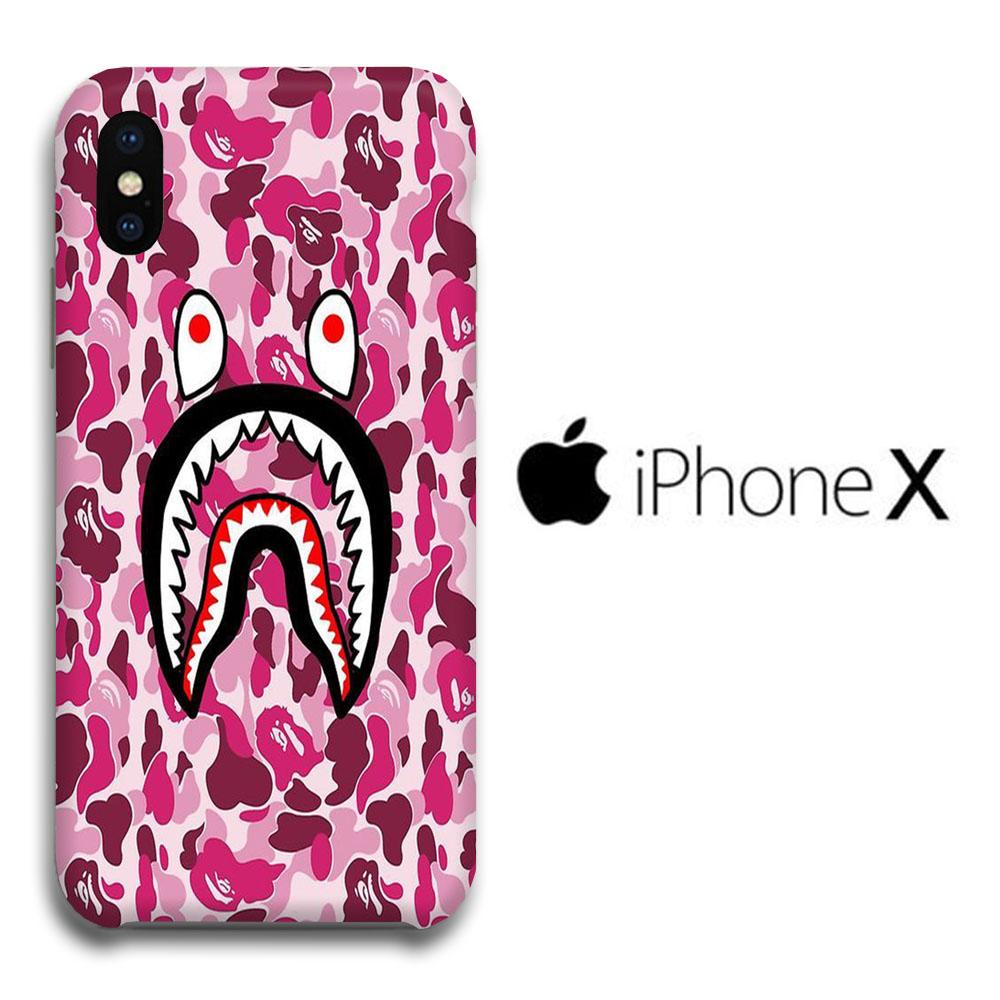 The Pink Shark Bape Camo Iphone X 3D Case